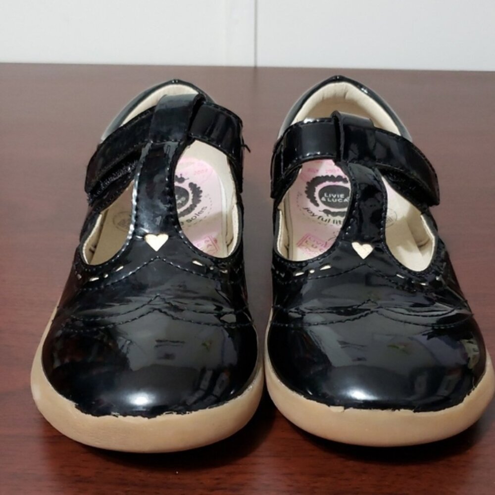 LIVIE&LUCA Classic Amica T-Strap Black Patent Leather Mary Jane Kids Shoes